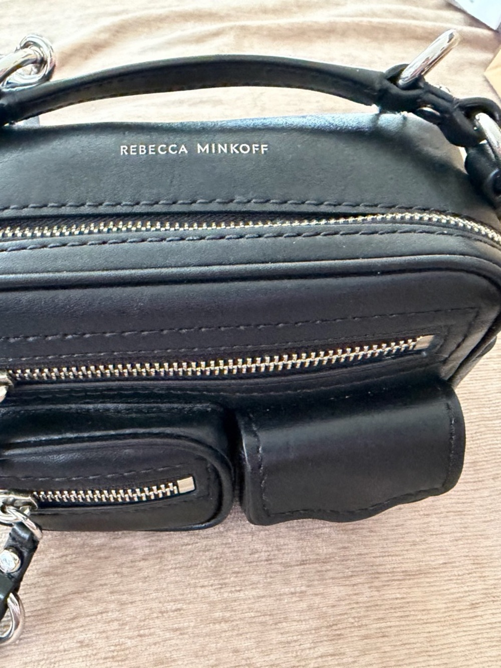 Rebecca Minkoff Black Leather Mini Crossbody with Silver Hardware - Picture 2 of 12